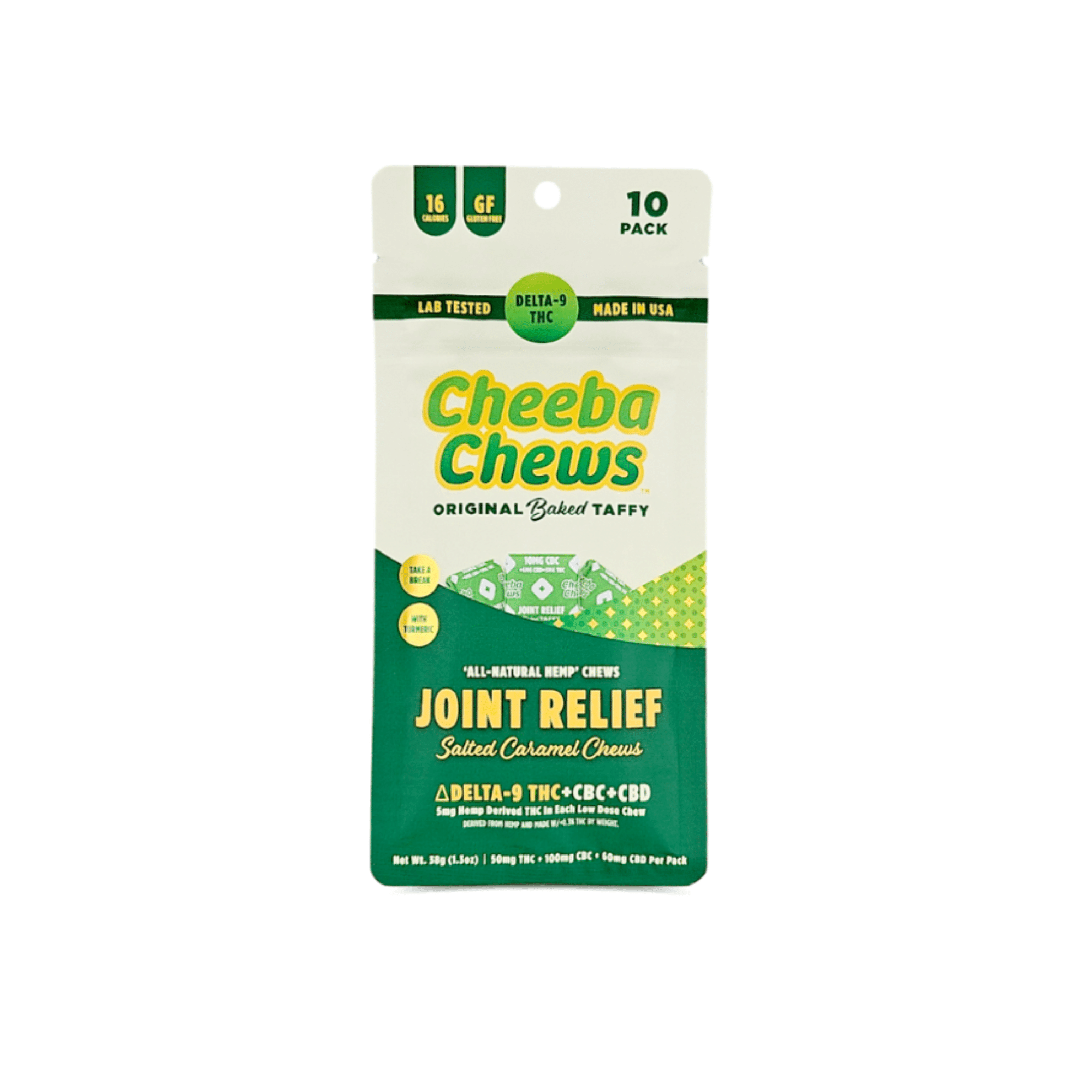 Buy Joint Relief Salted Caramel THC+CBC+CBD Taffy by Cheeba Chews