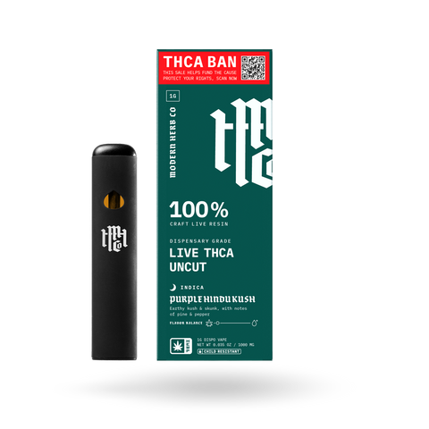 THCa Live Resin Disposable Uncut: Purple Hindu Kush (Indica) - 1g