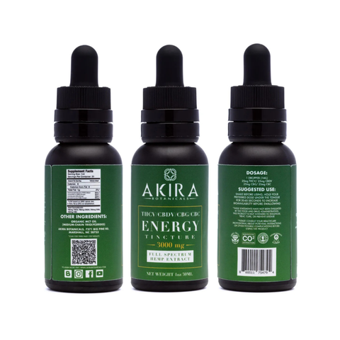 Akira THCV, CBDV, CBG, & CBC Tincture - Energy 3000mg