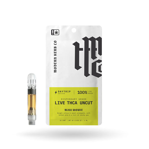 THCa Live Resin Vape Cartridge Uncut: Maui Wowie (Sativa) - 1g