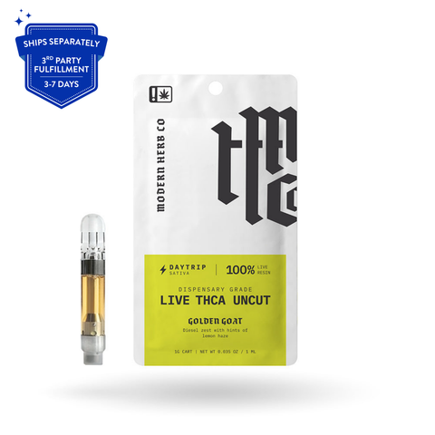 THCa Live Resin Vape Cartridge Uncut: Golden Goat (Sativa) - 1g