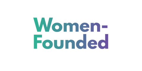 Logo with 'Women-Founded' text in multicolor on a white background