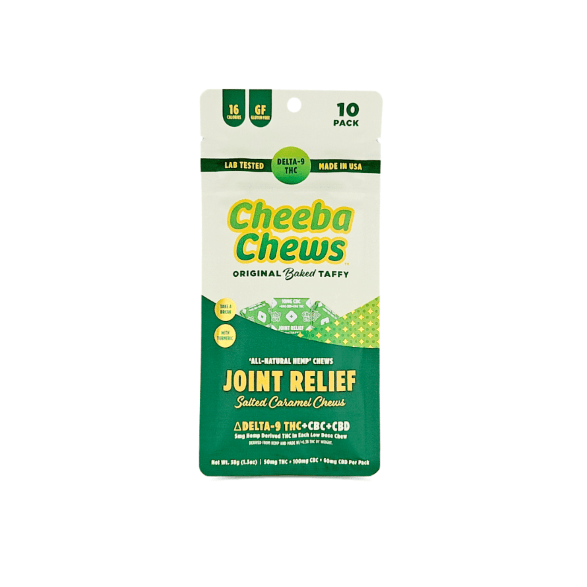 Buy Joint Relief Salted Caramel THC+CBC+CBD Taffy by Cheeba Chews